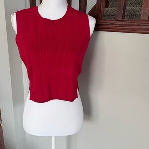 House of Harlow 1960 Red Ribbed Cropped Tank Sleeveless Stretch Top